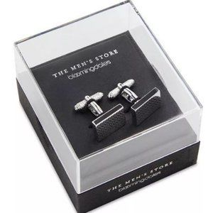 BLOOMINGDALES laser tile rectangular cufflinks mens store cuff links in gift box